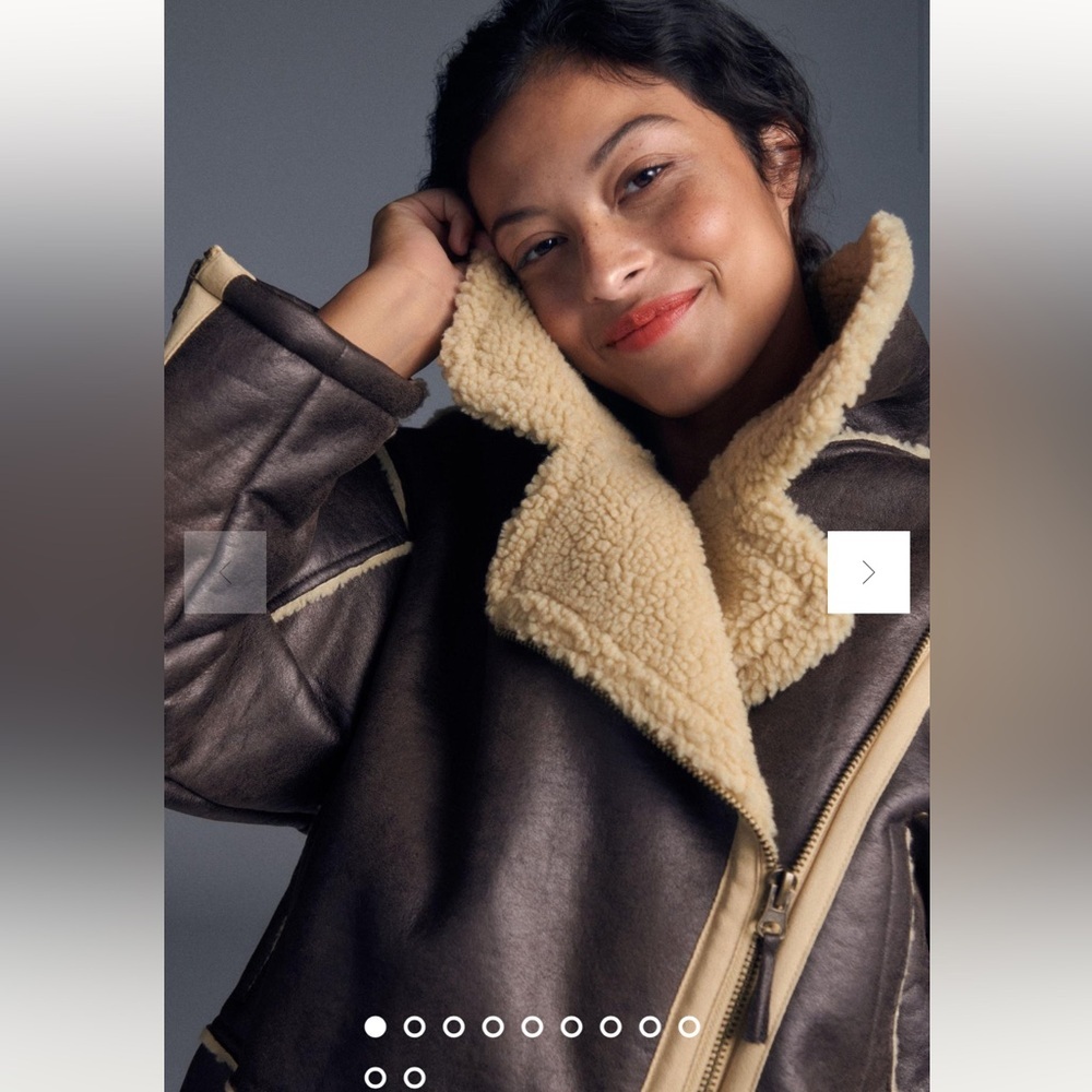Anthropologie NWT Pilcro Faux-Leather Sherpa-Lined Jacket size M. - Picture 6 of 16